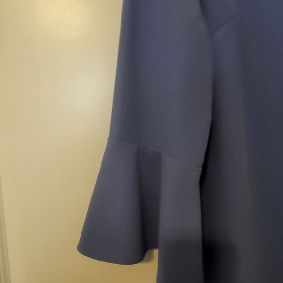 Jemma "Carolina Blue' Bell Sleeve Ruffle Sheath Dress - Picture 2 of 4